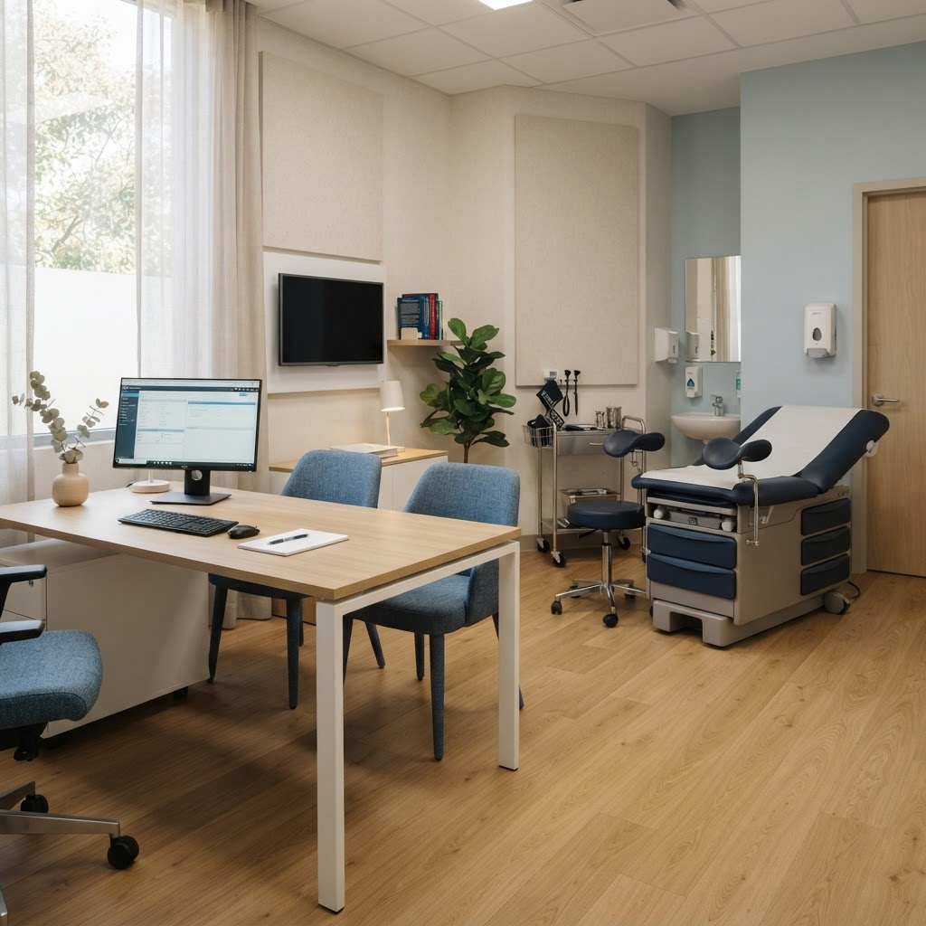 Calm, modern consultation room at Goulburn Health Hub