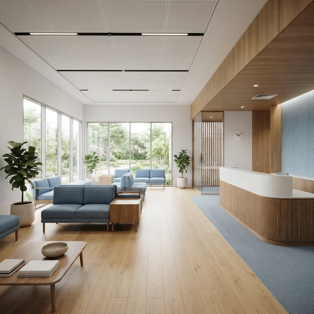 Bright, modern reception and waiting area inside Goulburn Health Hub
