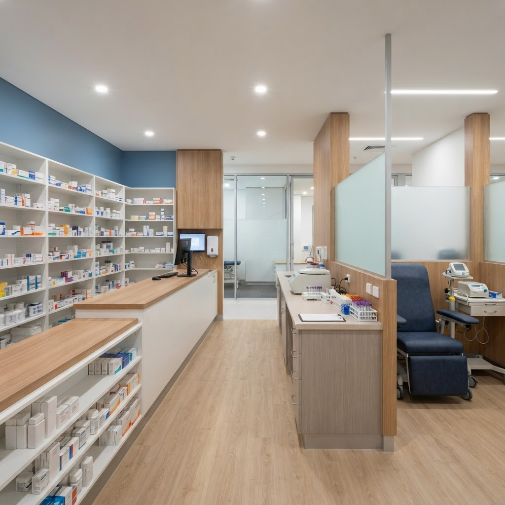 Compounding pharmacy and pathology collection area at Goulburn Health Hub